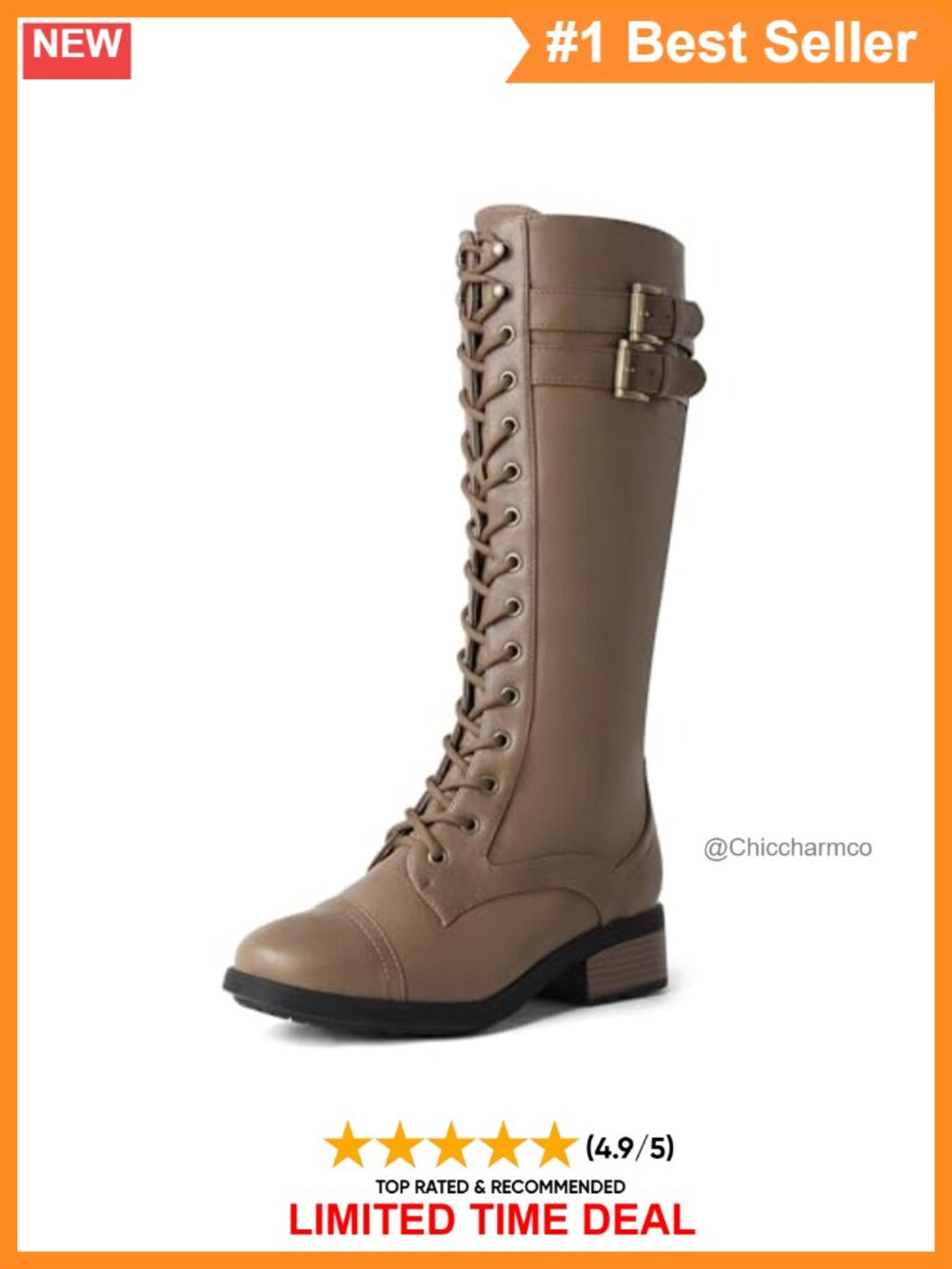 Knee High Faux Leather Combat Riding Boots Faux Fur Lined Lace Up Block Heel